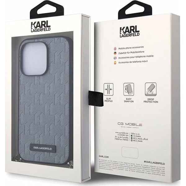 Karl Lagerfeld Etui Karl Lagerfeld KLHCP14LSACKLHPG Apple iPhone 14 Pro srebrny/silver hardcase Saffiano Monogram Chain