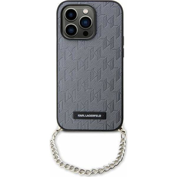 Karl Lagerfeld Etui Karl Lagerfeld KLHCP14SSACKLHPG Apple iPhone 14 srebrny/silver hardcase Saffiano Monogram Chain