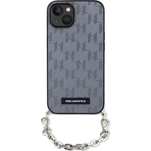 Karl Lagerfeld Etui Karl Lagerfeld KLHCP14SSACKLHPG Apple iPhone 14 srebrny/silver hardcase Saffiano Monogram Chain
