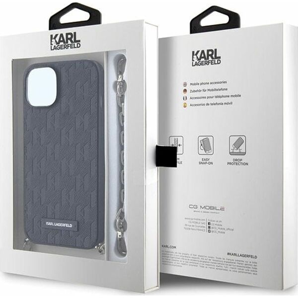 Karl Lagerfeld Etui Karl Lagerfeld KLHCP14SSACKLHPK Apple iPhone 14 czarny/black hardcase Saffiano Monogram Chain