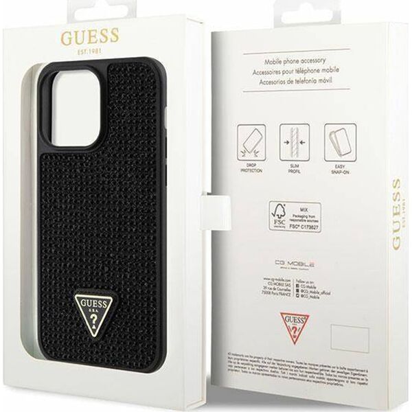 Guess Etui Guess GUHCP14XHDGTPK Apple iPhone 14 Pro Max czarny/black hardcase Rhinestone Triangle