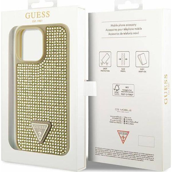 Guess Etui Guess GUHCP14XHDGTPD Apple iPhone 14 Pro Max złoty/gold hardcase Rhinestone Triangle