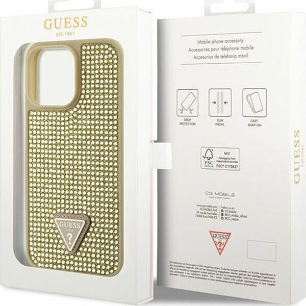 Guess Etui Guess GUHCP14XHDGTPD Apple iPhone 14 Pro Max złoty/gold hardcase Rhinestone Triangle