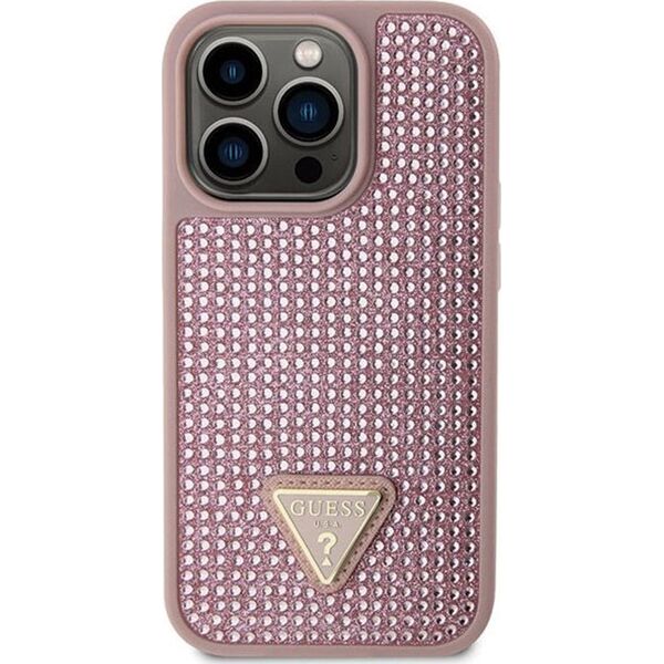 Guess Etui Guess GUHCP14LHDGTPP Apple iPhone 14 Pro różowy/pink hardcase Rhinestone Triangle