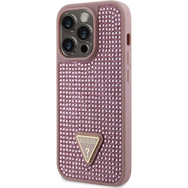 Guess Etui Guess GUHCP14LHDGTPP Apple iPhone 14 Pro różowy/pink hardcase Rhinestone Triangle