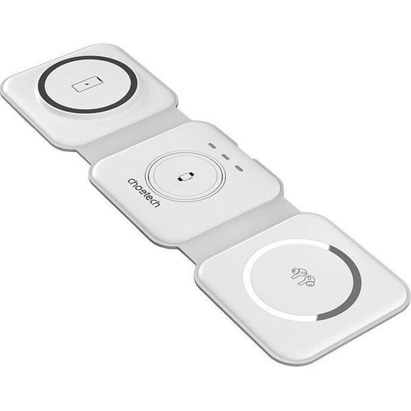 Ładowarka Choetech Magnetyczna ładowarka indukcyjna Choetech T588-F 3w1 15W (biała)