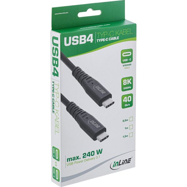 Kabel USB InLine USB-C - USB-C 1 m Czarny (35901I)