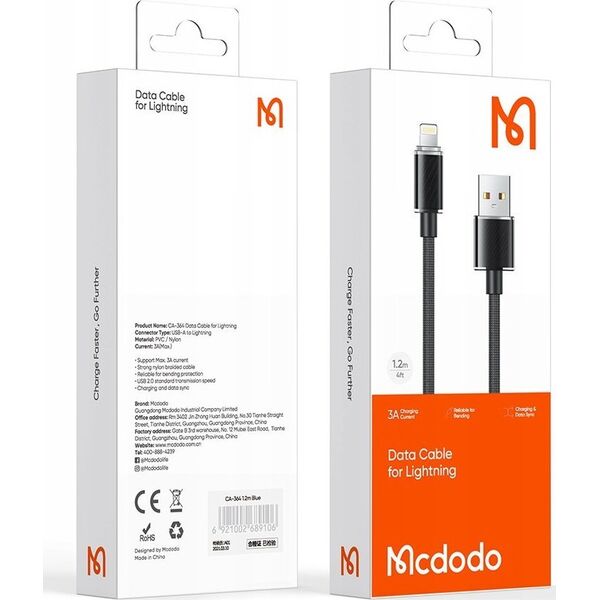 Kabel USB Mcdodo Lightning - USB-A 1.2 m Niebieski (CA-3641)