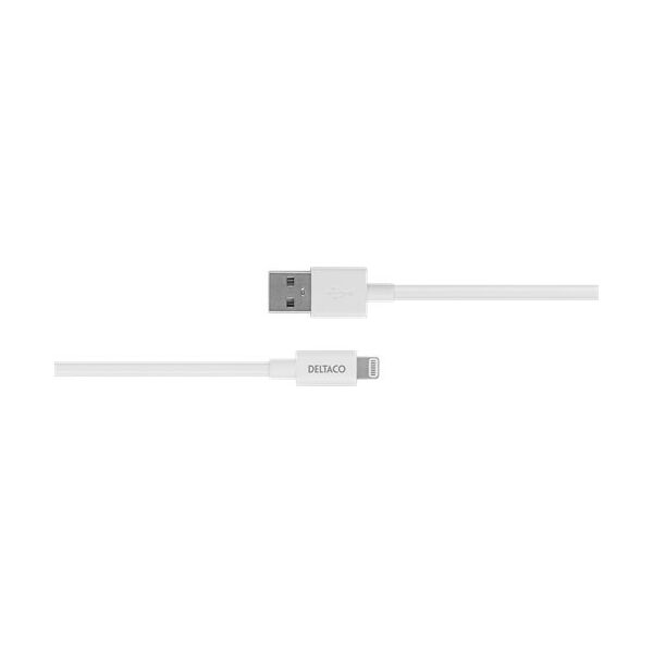 Kabel USB Deltaco USB-A - Lightning 1 m Biały (IPLH-401)