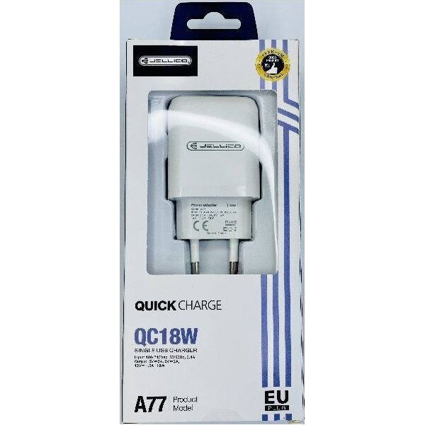Ładowarka Jellico JELLICO ŁADOWARKA SIECIOWA - A77 18W USB3.0 BIAŁY