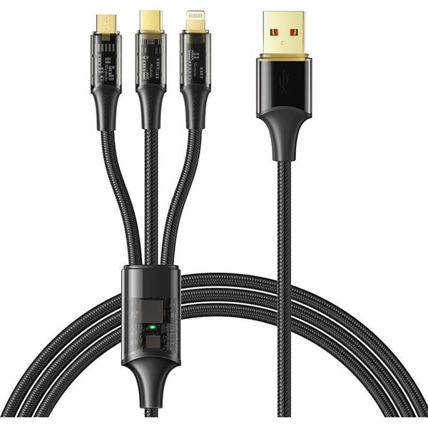 Kabel USB Mcdodo USB-A - USB-C + micro-B + Lightning 1.2 m Czarny (CA-3330)