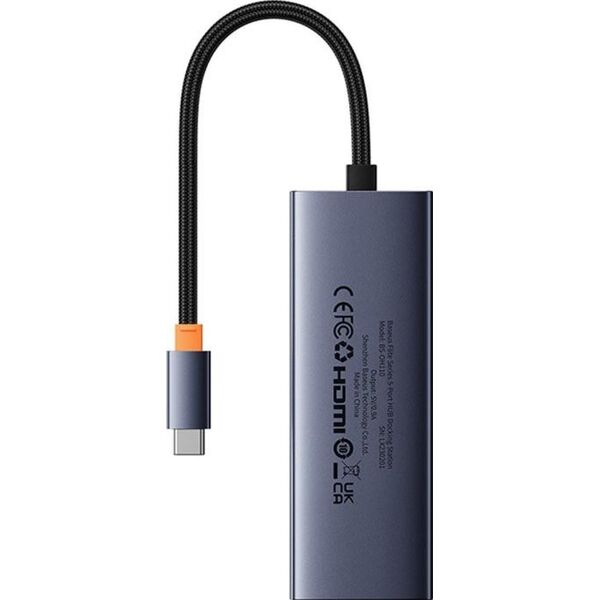 HUB USB Baseus Hub 5w1 Baseus UltraJoy 5-Port (1xHDMI4K@30Hz + 4xUSB 3.0) Szary