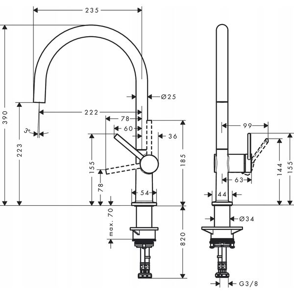 Bateria kuchenna Hansgrohe Virtuvinis maišytuvas Hansgrohe Talis M54