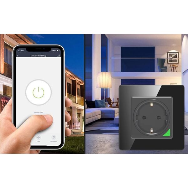 Avatto Inteligentne gniazdo ścienne WiFi Avatto N-WOT10-EU-B TUYA (czarne)