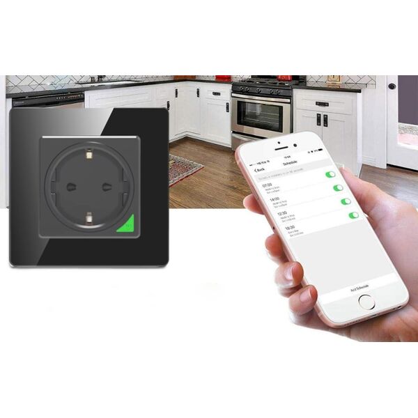 Avatto Inteligentne gniazdo ścienne WiFi Avatto N-WOT10-EU-B TUYA (czarne)