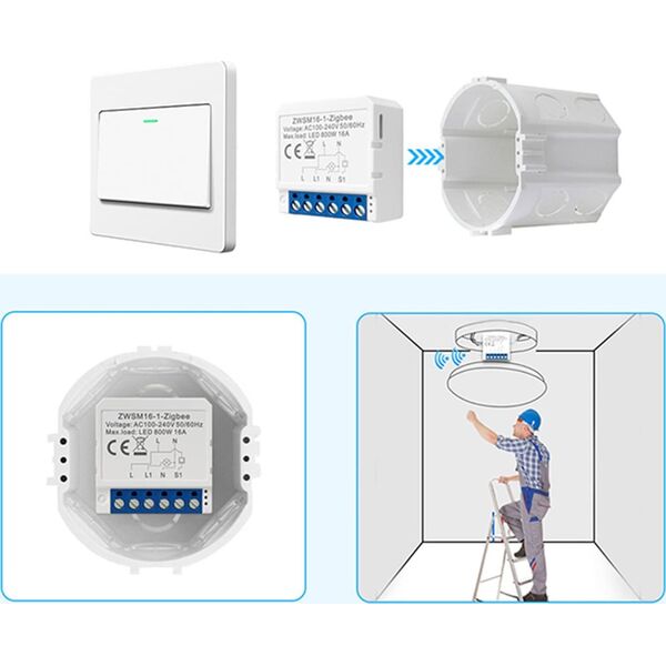 Avatto Inteligentny przełącznik dopuszkowy ZigBee Avatto ZWSM16-W2 TUYA