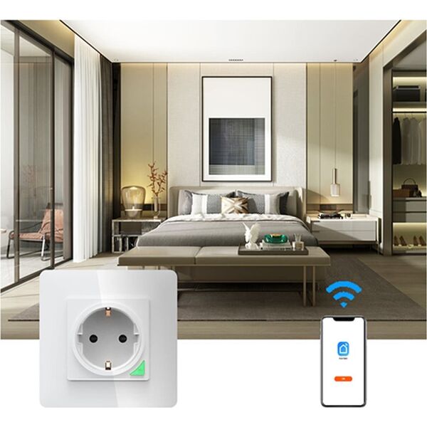 Avatto Inteligentne gniazdo ścienne WiFi Avatto N-WOT10-EU-W TUYA (białe)