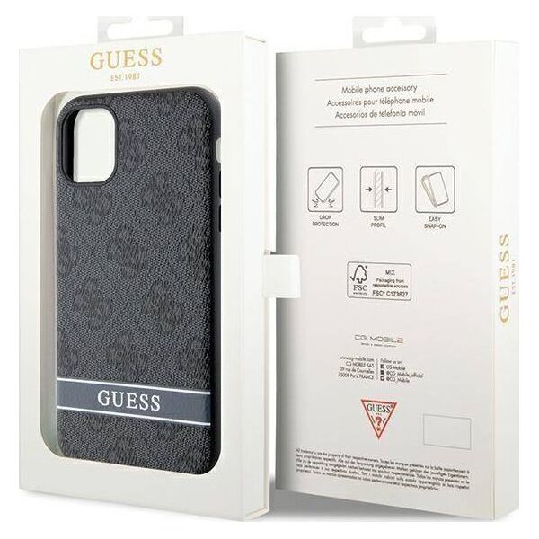 Guess Etui Guess GUHCN61P4SNK Apple iPhone 11/XR szary/grey hardcase 4G Stripe
