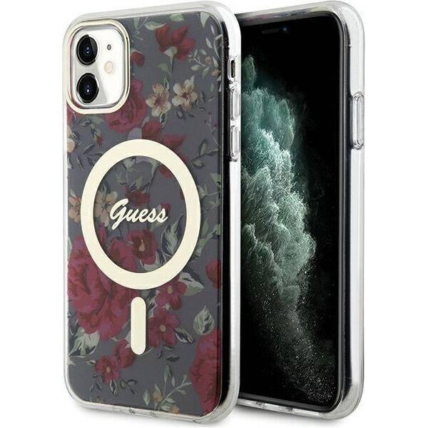 Guess Etui Guess GUHMN61HCFWSA Apple iPhone 11/XR zielony/khaki hardcase Flower MagSafe