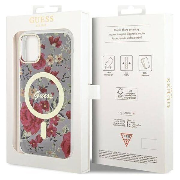 Guess Etui Guess GUHMN61HCFWSA Apple iPhone 11/XR zielony/khaki hardcase Flower MagSafe