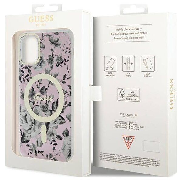 Guess Etui Guess GUHMN61HCFWSP Apple iPhone 11/XR różowy/pink hardcase Flower MagSafe