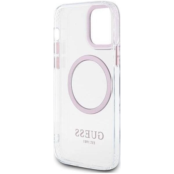Guess Etui Guess GUHMP12MHTRMP Apple iPhone 12/12 Pro różowy/pink hard case Metal Outline Magsafe