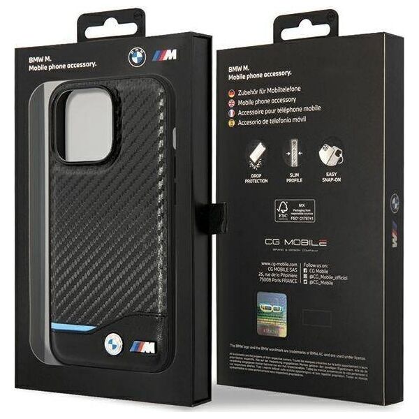BMW Etui BMW BMHCP13L22NBCK Apple iPhone 13 Pro czarny/black hardcase Leather Carbon