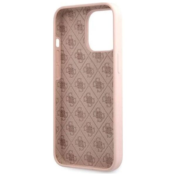Guess Guess GUHCP13XLSLMGLP iPhone 13 Pro Max 6.7" jasnoróżowy/light pink hardcase Silicone Script Gold Logo