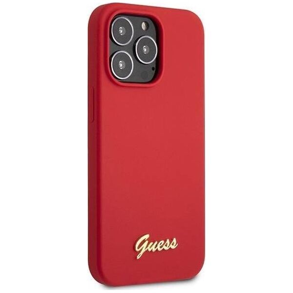 Guess Guess GUHCP13XLSLMGRE iPhone 13 Pro Max 6.7" czerwony/burgundy hard case Silicone Vintage Gold Logo
