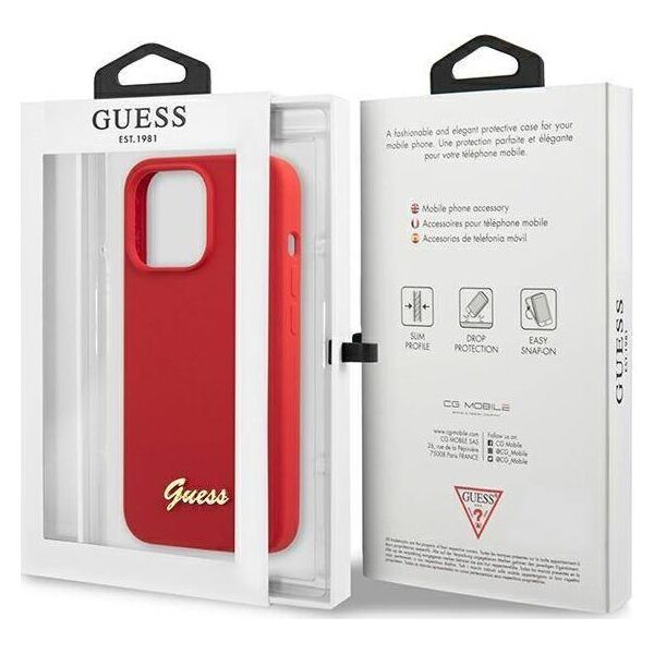 Guess Guess GUHCP13XLSLMGRE iPhone 13 Pro Max 6.7" czerwony/burgundy hard case Silicone Vintage Gold Logo