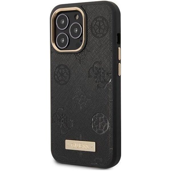 Guess Guess GUHMP14LSAPSTK iPhone 14 Pro 6.1" czarny/black hardcase Peony Logo Plate MagSafe