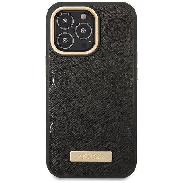 Guess Guess GUHMP14LSAPSTK iPhone 14 Pro 6.1" czarny/black hardcase Peony Logo Plate MagSafe