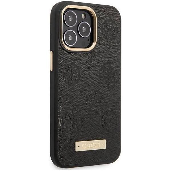 Guess Guess GUHMP14LSAPSTK iPhone 14 Pro 6.1" czarny/black hardcase Peony Logo Plate MagSafe