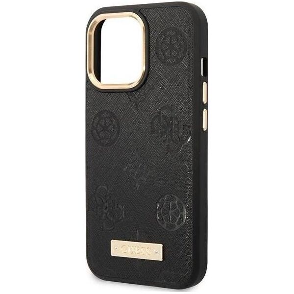 Guess Guess GUHMP14LSAPSTK iPhone 14 Pro 6.1" czarny/black hardcase Peony Logo Plate MagSafe