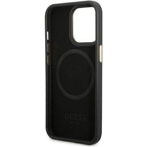 Guess Guess GUHMP14LSAPSTK iPhone 14 Pro 6.1" czarny/black hardcase Peony Logo Plate MagSafe