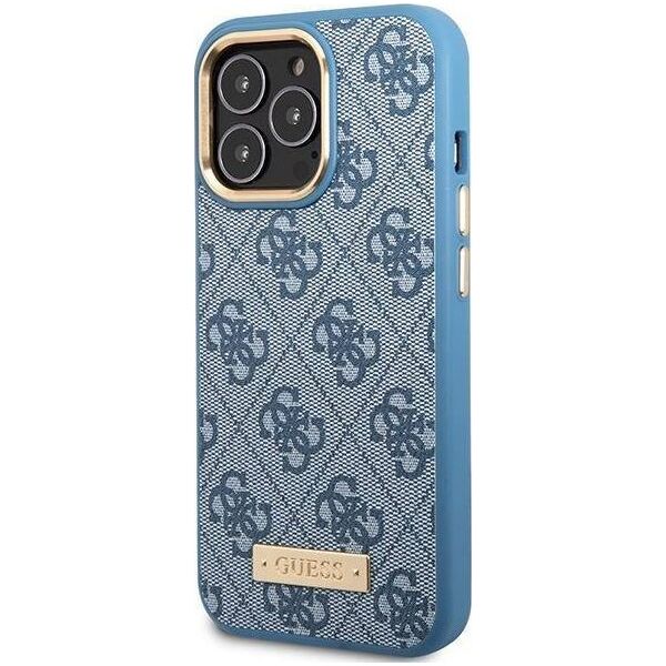 Guess Guess GUHMP14LU4GPRB iPhone 14 Pro 6.1" niebieski/blue hard case 4G Logo Plate MagSafe