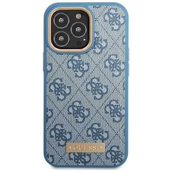 Guess Guess GUHMP14LU4GPRB iPhone 14 Pro 6.1" niebieski/blue hard case 4G Logo Plate MagSafe