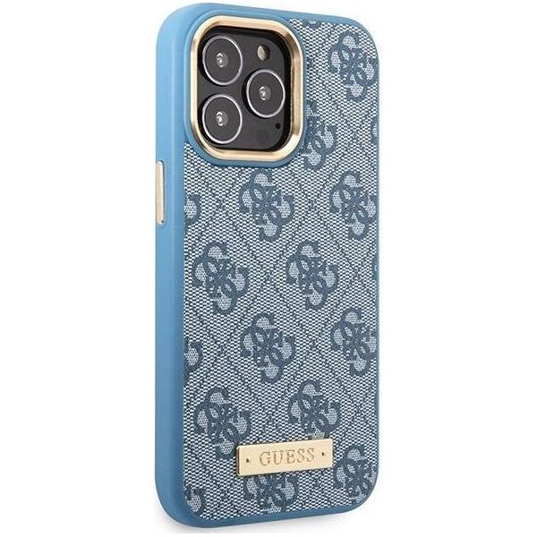 Guess Guess GUHMP14LU4GPRB iPhone 14 Pro 6.1" niebieski/blue hard case 4G Logo Plate MagSafe