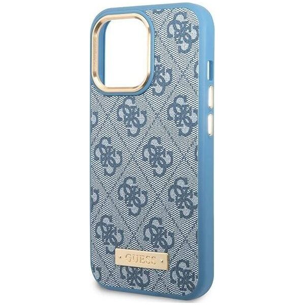 Guess Guess GUHMP14LU4GPRB iPhone 14 Pro 6.1" niebieski/blue hard case 4G Logo Plate MagSafe