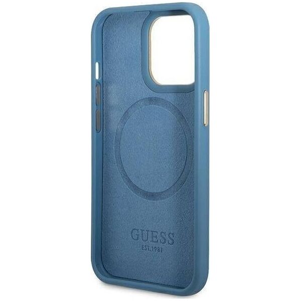 Guess Guess GUHMP14LU4GPRB iPhone 14 Pro 6.1" niebieski/blue hard case 4G Logo Plate MagSafe
