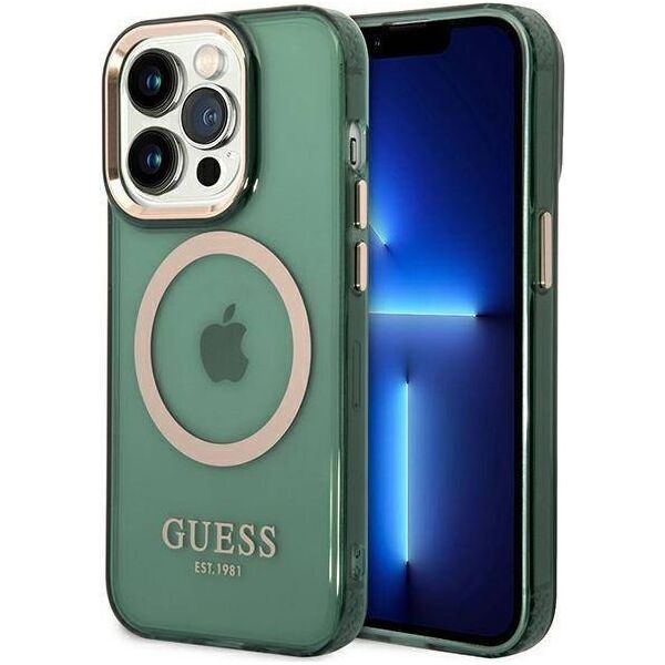 Guess Guess GUHMP14XHTCMA iPhone 14 Pro Max 6,7" zielony/khaki hard case Gold Outline Translucent MagSafe