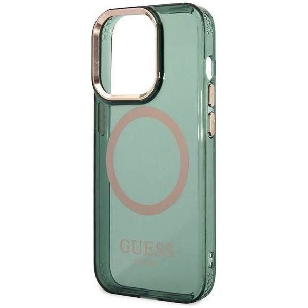 Guess Guess GUHMP14XHTCMA iPhone 14 Pro Max 6,7" zielony/khaki hard case Gold Outline Translucent MagSafe