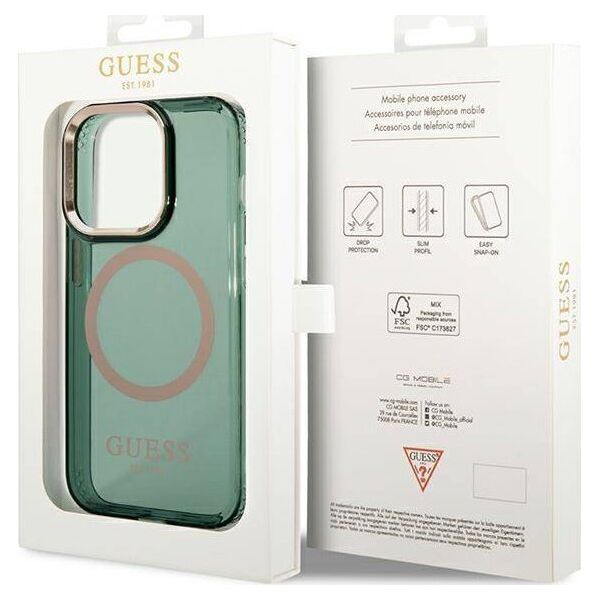 Guess Guess GUHMP14XHTCMA iPhone 14 Pro Max 6,7" zielony/khaki hard case Gold Outline Translucent MagSafe
