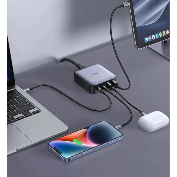 Ładowarka Ugreen Ładowarka sieciowa UGREEN CD327 Nexode, 2x USB-C, 2x USB-A, GaN, 65W (szary)