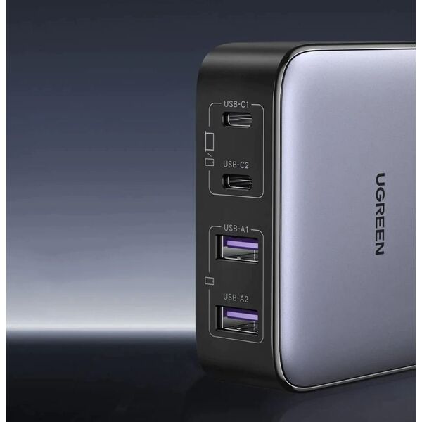 Ładowarka Ugreen Ładowarka sieciowa UGREEN CD327 Nexode, 2x USB-C, 2x USB-A, GaN, 65W (szary)
