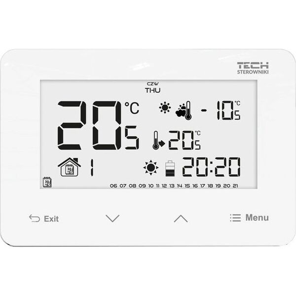 Tech Przewodowy regulator pokojowy ST293V3 dwustanowy (panel przedni ze szkła) biały