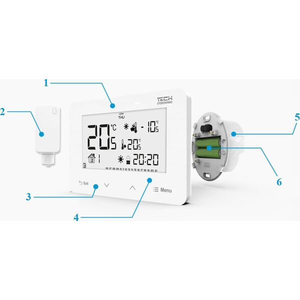 Tech Bezprzewodowy regulator pokojowy ST293 V2 dwustanowy (panel przedni ze szkła) czarny