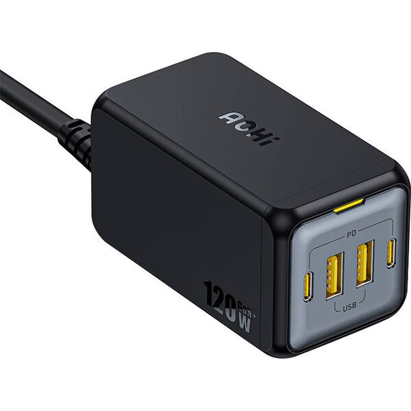 Ładowarka AOHI Ładowarka sieciowa AOHI AOC-C006 120W, 2x USB-C, 2x USB-A (czarna)