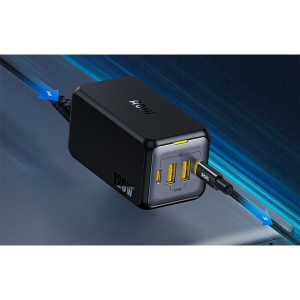 Ładowarka AOHI Ładowarka sieciowa AOHI AOC-C006 120W, 2x USB-C, 2x USB-A (czarna)