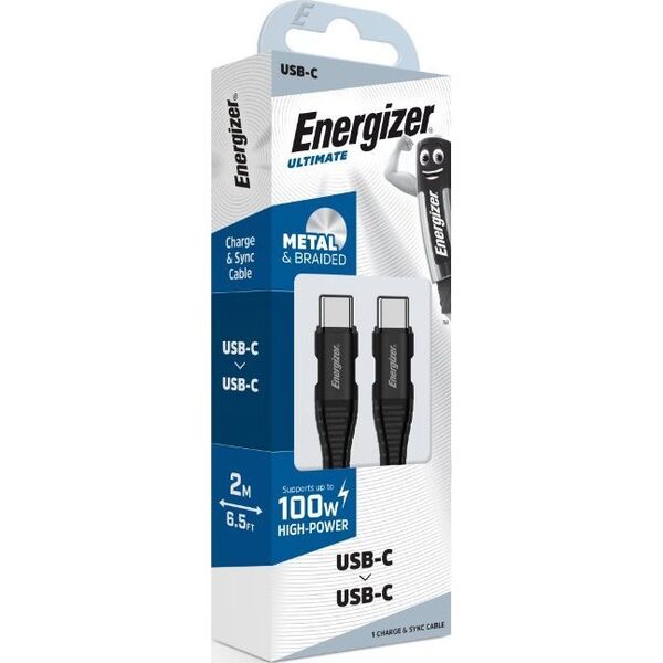 Kabel USB Energizer USB-C - USB-C 2 m Czarny (C541CKBK)